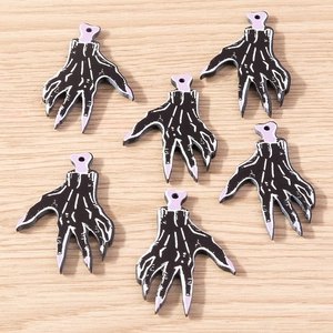 Pack of skeleton hand charms for Halloween DIY jewelry making with purple finger tips