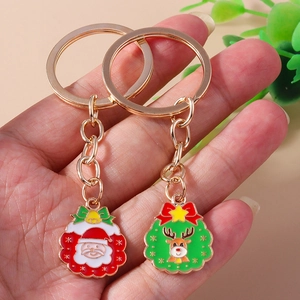 Portachiavi Natalizio in Smalto a Fumetti Babbo Natale Renna in Lega di Zinco Portachiavi in Metallo Ciondolo per Borsa Regalo