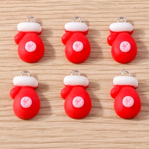 Pendentifs gants de Noël en résine rouge avec étoile pour création de bijoux DIY