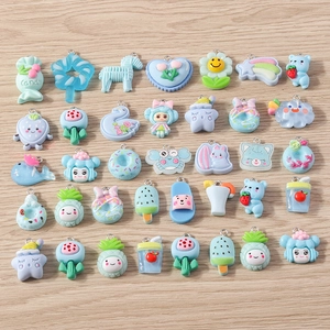 Assorted cartoon resin charms with flowers and animals for DIY jewelry making and crafts