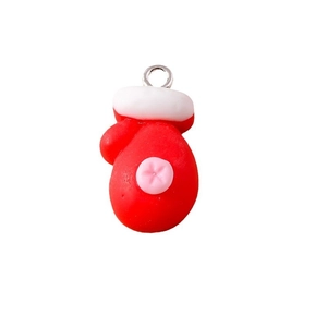 Pendentif de Noël en résine rouge avec bordure blanche et anneau pour bijoux DIY