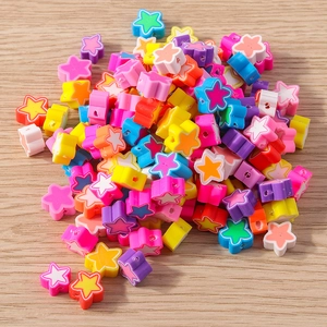 Bunte Polymer-Ton Sternperlen mit Seitenlöchern für DIY-Schmuck und Bastelarbeiten