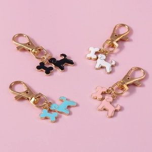Cute Cartoon Dog Bone Metal Keychain Pendant Alloy Enamel Puppy Keyring For Bag Charm Women Pet Lover Gift