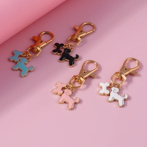 Cute dog silhouette and bone pendants in four colors with gold lobster clasps
