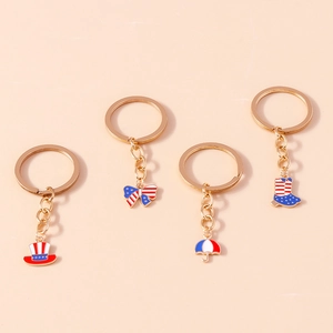 Detailed set of US Flag themed charms including top hat and bow tie keychain charms
