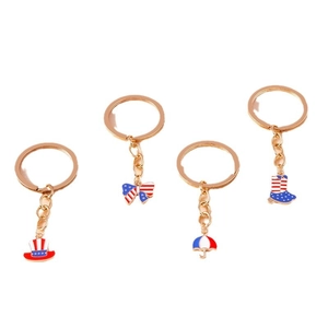 Independence Day keychain set with star-spangled hat, bow, umbrella and boot pendants