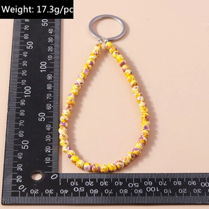 Misure del portachiavi a perline colorate con anello d'argento, taglia e peso 17,3g