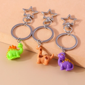 Cartoon Dinosaur Keychain Cute Resin Animal Bag Pendant With Star Shaped Clasp For Children Student Gift Fashion Key Ring