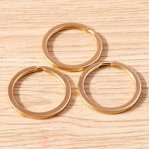 Three golden plated alloy flat key rings for DIY jewelry and accessory connections