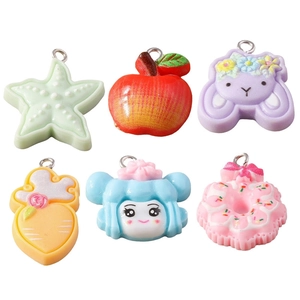 DIY cartoon resin pendant set with flower fruit and character shapes for jewelry making