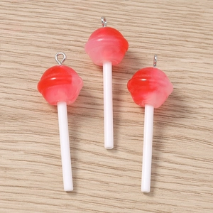 Set di tre ciondoli a lecca-lecca 3D in resina colorata con anelli per gioielli fai-da-te