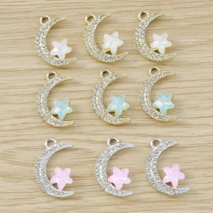 Creative Light Luxury Star Moon Pendants Zinc Alloy Rhinestone Charms For DIY Necklace Bracelet Making Jewelry Accessories