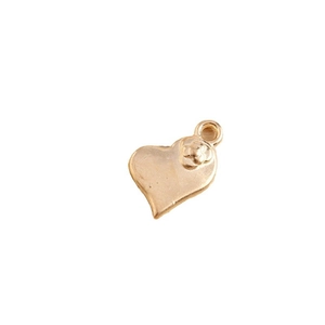 Pendentif cœur doré poli avec petit détail floral pour la création de bijoux et DIY