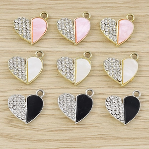 Heart Shape DIY Jewelry Making Charms Zinc Alloy Rhinestone Pendants For Bracelet Necklace Fashion Accessory Women