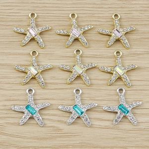 Starfish Pendant Charms Zinc Alloy Rhinestone Sea Star DIY Jewelry Making Accessories For Necklace Bracelet Crafting For Women