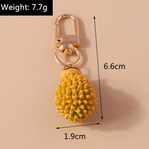 Dettaglio del portachiavi durian 3D con dimensioni di 6,6 cm e peso di 7,7 grammi