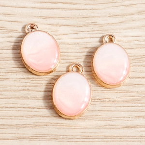 Pendentifs ovales marbrés roses en alliage doré rose pour création de bijoux DIY
