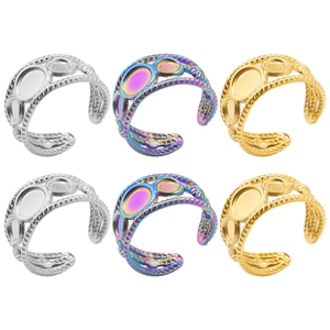 Minimalist Stainless Steel Adjustable Ring Geometric Twisted Rope Design DIY Stone Tray Ring Base For Women Men Jewelry
