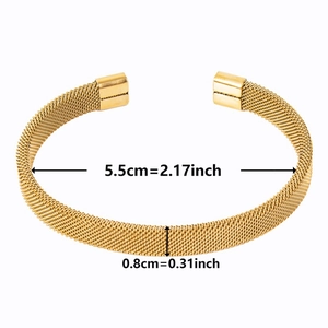 Detail of Milanese mesh gold-tone stainless steel bracelet with dimensions 5.5cm by 0.8cm