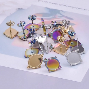 Bases de boucles d'oreilles en acier inoxydable 304 doré, argenté et arc-en-ciel