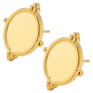 Boucles d'oreilles ovales en acier inoxydable 304 avec texture perlée et placage doré