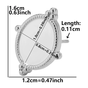 Diagramme technique détaillé de la base de boucle d'oreille ovale en acier inoxydable