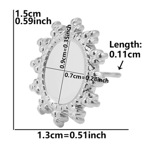Tableau des tailles détaillé pour boucles d'oreilles ovales en acier inoxydable 304