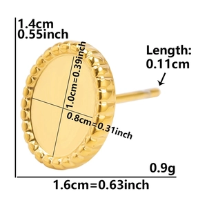 Guide de dimensions détaillé pour boucles d'oreilles ovales dorées avec mesures