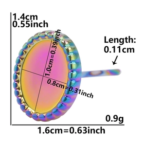 Guide détaillé des dimensions de la boucle d'oreille ovale arc-en-ciel en acier