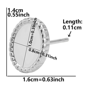 Tableau de dimensions détaillé pour base de boucle d'oreille ovale en inox