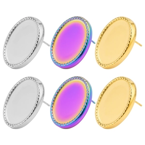 Boucles d'oreilles ovales en acier inoxydable 304 en or, argent et finition arc-en-ciel