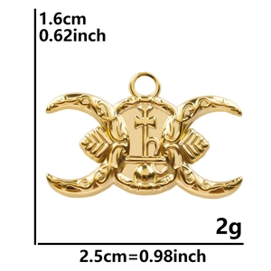 Anhänger Triple Moon Krebs aus 304 Edelstahl mit 18k Goldbeschichtung und Maßen
