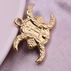 304 Edelstahl Krabbenanhänger mit 18k Goldbeschichtung für DIY Schmuckherstellung