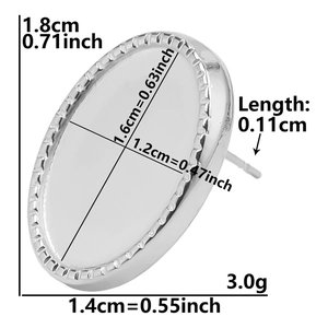 Spécifications de taille pour support de boucle d'oreille ovale en acier inoxydable