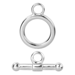 Detailed view of polished 304 stainless steel toggle clasp and T-bar jewelry connector