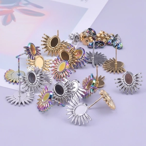 Détails de supports de boucles d'oreilles en acier inoxydable en forme de tournesol coloré
