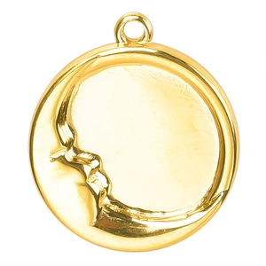18k gold plated 304 stainless steel round moon face pendant for DIY jewelry making