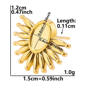 Spécifications de taille pour base de boucle d'oreille tournesol en acier 304 avec fente