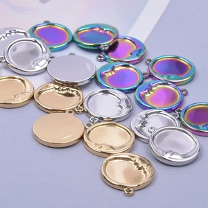 Minimalist 304 stainless steel moon pendant in gold silver and rainbow finishes