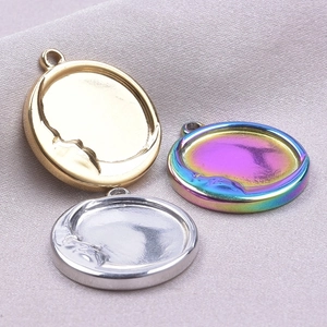 304 stainless steel moon relief pendants in gold silver and rainbow finishes for DIY jewelry