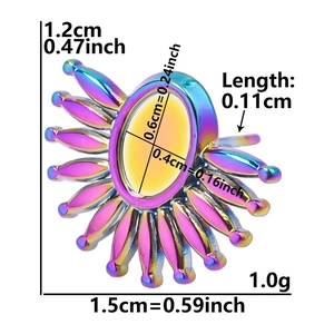Paramètres de taille pour la boucle d'oreille ovale en acier arc-en-ciel
