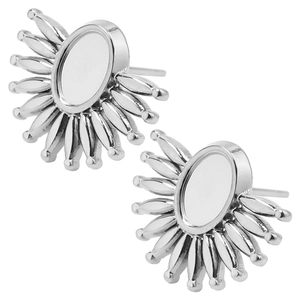 Vue détaillée des bases de boucles d'oreilles soleil en acier inoxydable 304 pour bijoux