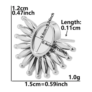 Dimensions détaillées pour base de boucles d'oreilles ovale en acier inoxydable 304