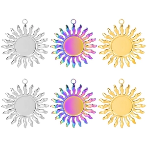 Colgante de Sol de Acero Inoxidable Accesorios DIY para Hacer Joyas Collar Pulsera Tótem Chapado en Oro Plata Suministros