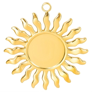 Colgante de sol minimalista de acero inoxidable 304 dorado con acabado pulido