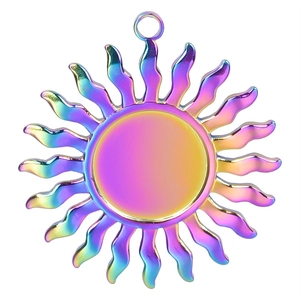 Colgante sol de acero inoxidable 304 arcoíris con detalles de degradado coloridos