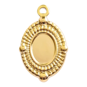 Retro 18k vergoldeter Edelstahl Oval Anhänger mit strahlendem Seilmuster am Rand