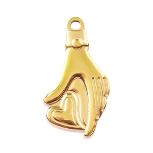 Colgante de mano con corazón de acero inoxidable 304 chapado en oro 18k para joyería