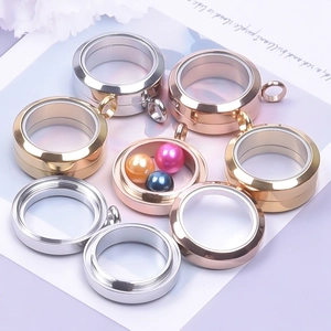 Pendenti locket in acciaio inossidabile 304 con vetro in argento oro e rosa