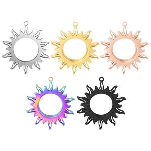 Sonnenblume Anhängerfassungen aus Edelstahl in fünf Farben wie Gold, Silber und Schwarz
